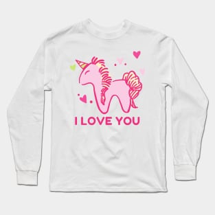 Unicorn and Hearts I love You Long Sleeve T-Shirt